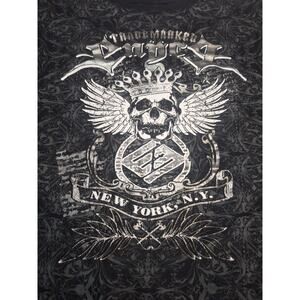 Men’s Black Vintage Y2K Enyce Tshirt 3xL Skull New York